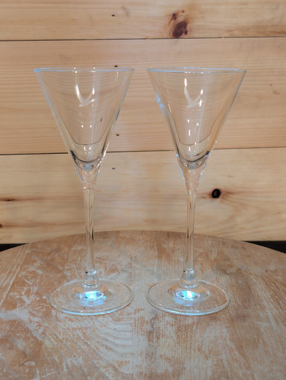 Grey Goose Etched Martini Glasses - Set of 2 - Grey Goose Logo Barware 7⅜"